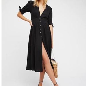 Free People Black Black NWT Midi Dress SzS